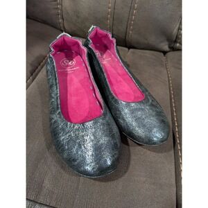 Soto Massini Milano Terzetto Metal Charms Ballet Flats Shimmer Sky Blue‎ 8-9 EUC